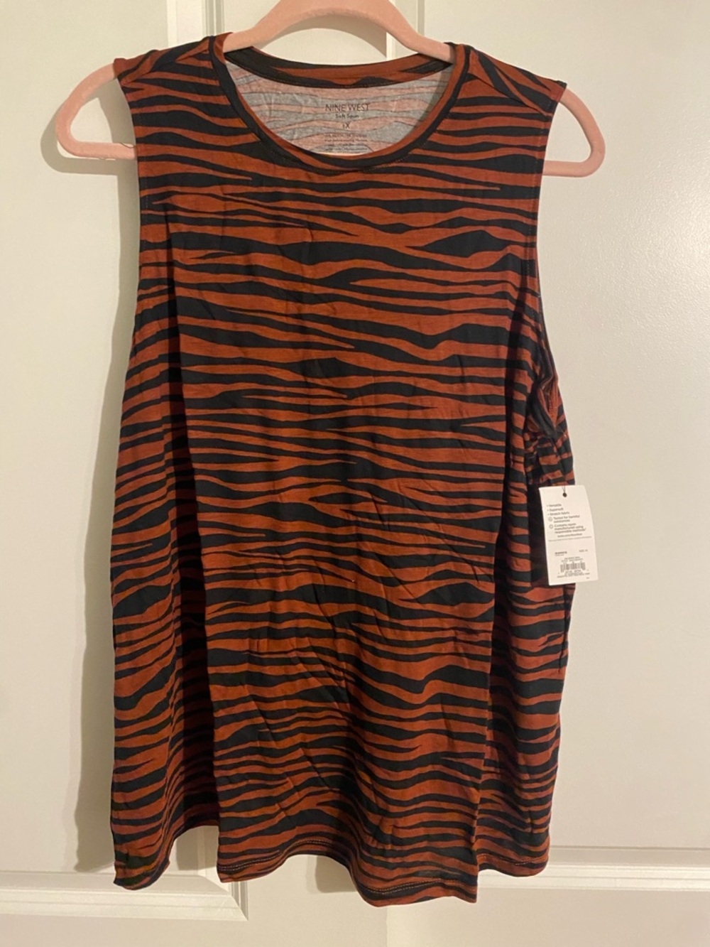 Nine West Brown and Black Striped Soft Spun Tank Top